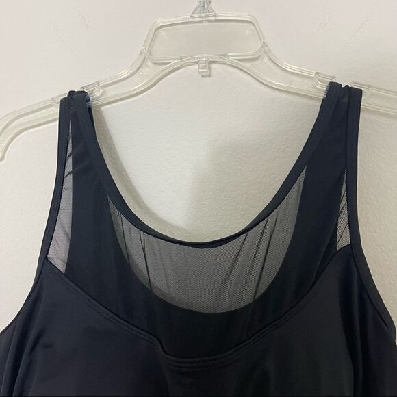Always For Me Black One Piece Swimsuit Sheer Neckline Size 16 - Picture 4 of 6